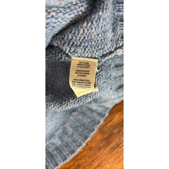 *BLUE**Soft Surroundings Wool-Blend Tunic Sweater — Shawl Neck, Pockets, Small - Picture 6 of 7